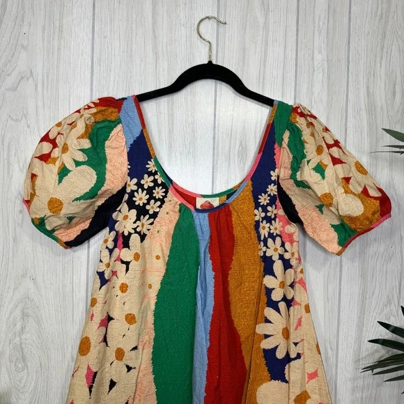 Farm Rio Super Fun Daisy Mini Dress Puff Sleeve size XS Extra Small - Picture 4 of 11